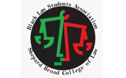 Logo of the Black Law Students Association at the Shepard Broad College of Law