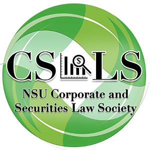 Green logo of the NSU Corporate and Securities Law Society
